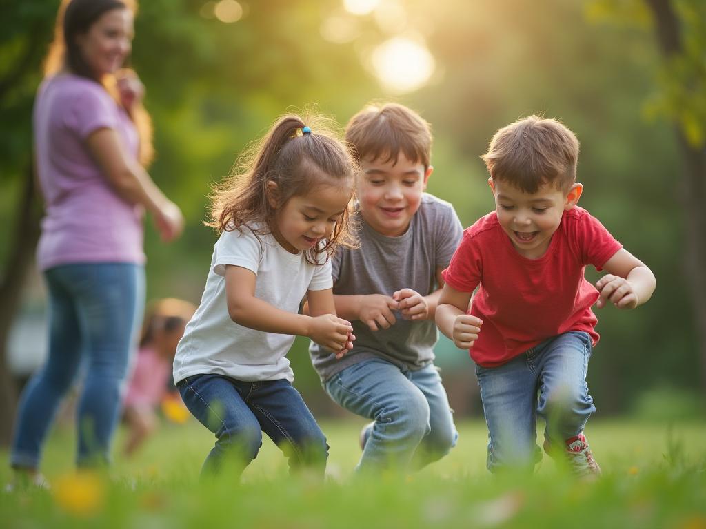 Children playing safely outdoors