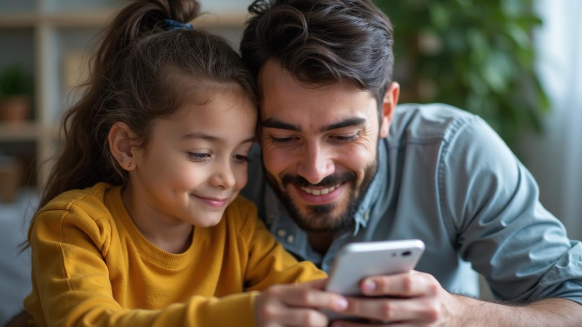 Parent comparing parental control apps on a phone